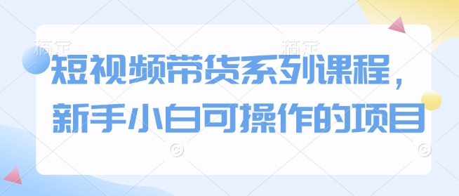 短视频带货系列课程，新手小白可操作的项目-站源网