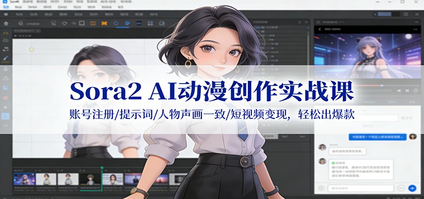 图片[1]-Sora2 AI动漫创作实战课：账号注册/提示词/人物声画一致/短视频变现，轻松出爆款-站源网