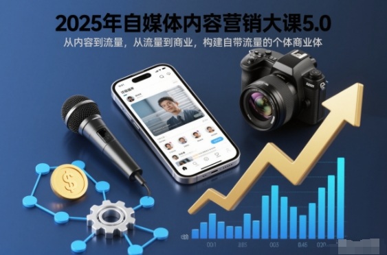 2025年自媒体内容营销大课5.0,从内容到流量,从流量到商业,构建自带流量的个体商业体-站源网