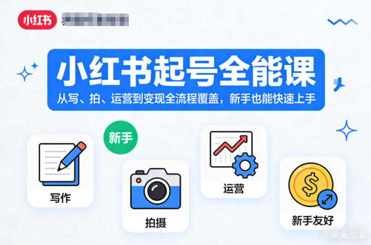 小红书起号全能课，从写、拍、运营到变现全流程覆盖，新手也能快速上手-站源网