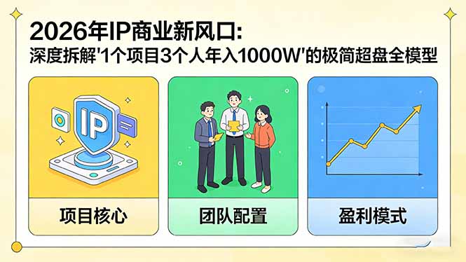 2026年IP商业新风口:深度拆解“1个项目3个人年入1000W”的极简超盘全模型 2026年IP商业新风口:深度拆解“1个项目3个人年入1000W”的极简超盘全模型