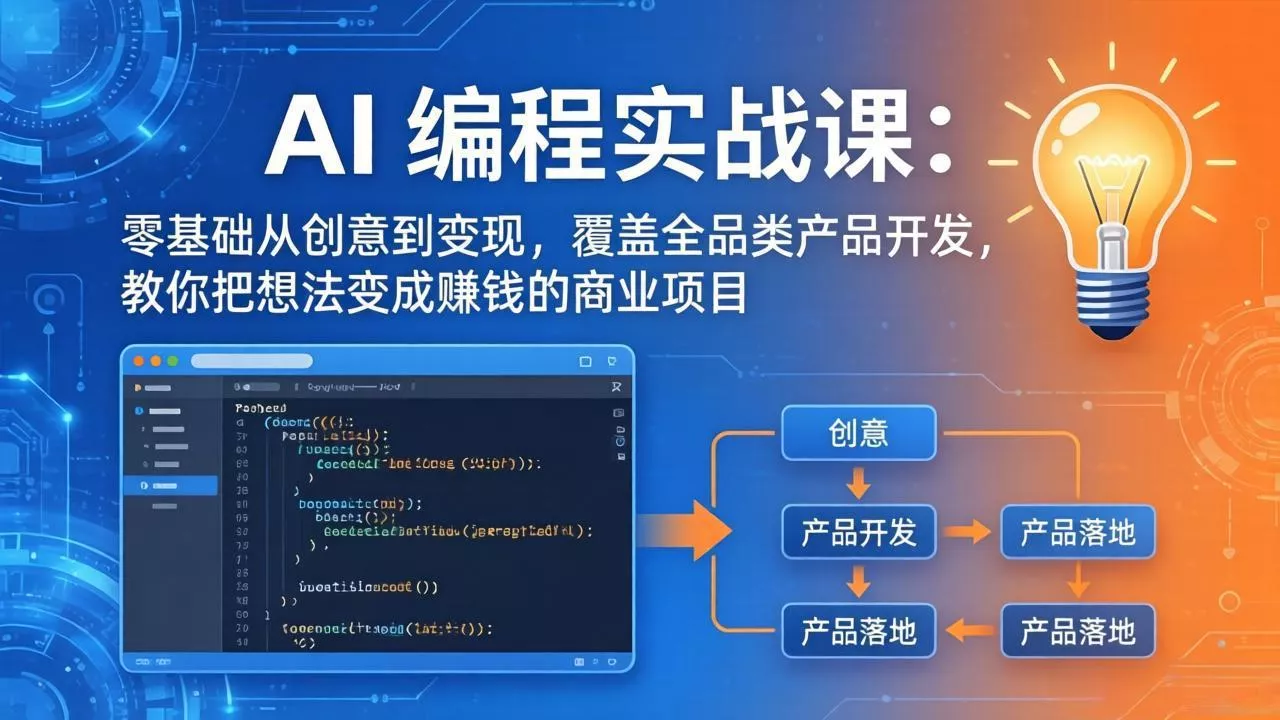 AI编程实战课-第三期-5月更新:零基础从创意到变现,覆盖全品类产品开发,把想法变成赚钱项目 AI编程实战课-第三期-5月更新:零基础从创意到变现,覆盖全品类产品开发,把想法变成赚钱项目
