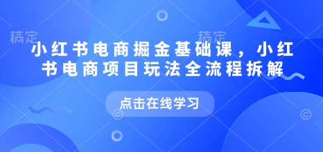 小红书电商掘金课，小红书电商项目玩法全流程拆解-站源网