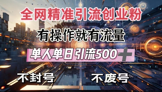 全网独家引流创业粉，有操作就有流量，单人单日引流500+，不封号、不费号-站源网