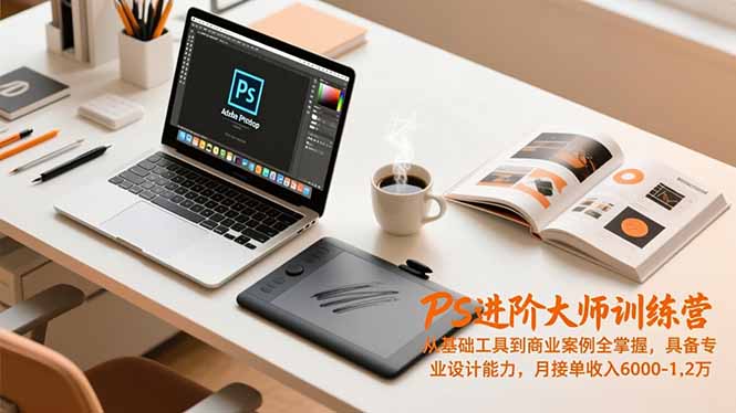 PS进阶大师训练营，从基础工具到商业案例全掌握，具备专业设计能力，月接单收入6000-1.2万-站源网