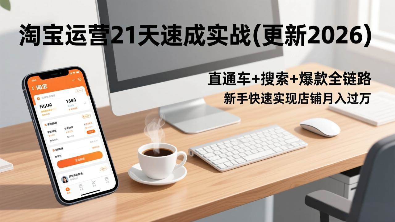 （17201期）淘宝运营21天速成实战(更新2026)，直通车+搜索+爆款全链路，新手快速实现店铺月入过万