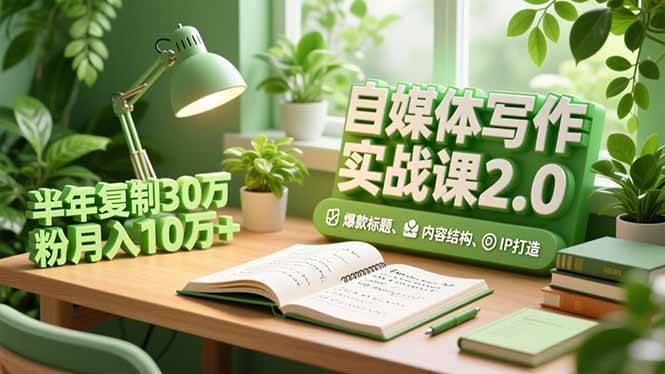 （16734期）自媒体写作实战课2.0，爆款标题、内容结构、IP打造，半年复制30万粉月入10万+-站源网