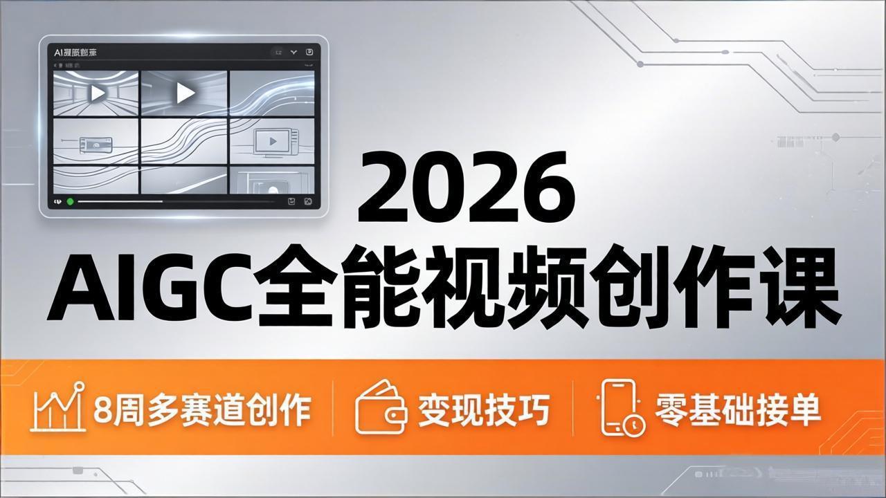 2026AIGC全能视频创作课，8周吃透多赛道创作+变现，零基础也能高效出片接单