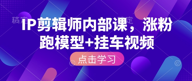 IP剪辑师内部课，涨粉跑模型+挂车视频-站源网
