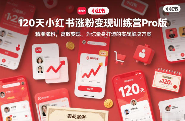 120天小红书涨粉变现训练营Pro版,精准涨粉,高效变现,为你量身打造的实战解决方案-站源网