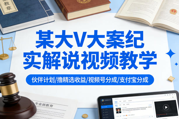 某大V大案纪实解说视频教学,可做伙伴计划、撸精选收益,视频号和支付宝分成计划均可 某大V大案纪实解说视频教学,可做伙伴计划、撸精选收益,视频号和支付宝分成计划均可