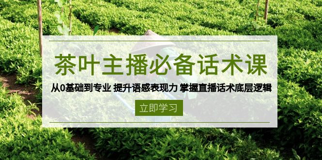 （13961期）茶叶 主播必备话术课 从0基础到专业 提升语感表现力 掌握直播话术底层逻辑-站源网