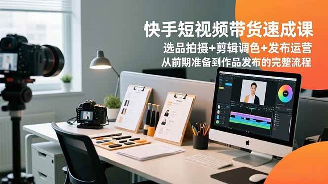 （16752期）快手短视频带货速成课，选品拍摄+剪辑调色+发布运营，从前期准备到作品发布的完整流程-站源网