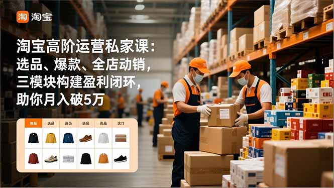 淘宝高阶运营私家课：选品、爆款、全店动销，三模块构建盈利闭环，助你月入破5万-站源网