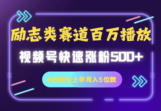 励志类赛道也能百万播放，快速涨粉500+视频号变现月入5位数-站源网