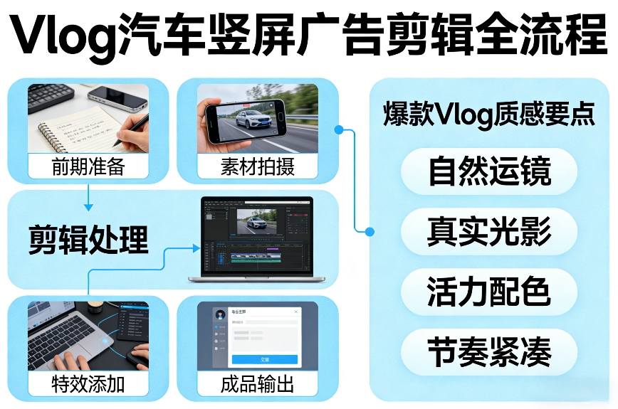 Vlog感觉汽车竖屏广告剪辑脚本全流程,拿捏爆款Vlog质感 Vlog感觉汽车竖屏广告剪辑脚本全流程,拿捏爆款Vlog质感