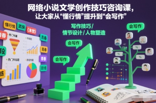 网络小说文学创作技巧咨询课，让大家从“懂行情”提升到”会写作”的高度-站源网