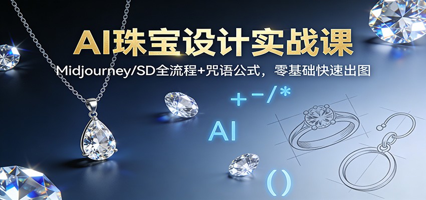 AI珠宝设计实战课：Midjourney/SD全流程+咒语公式，零基础快速出图-站源网
