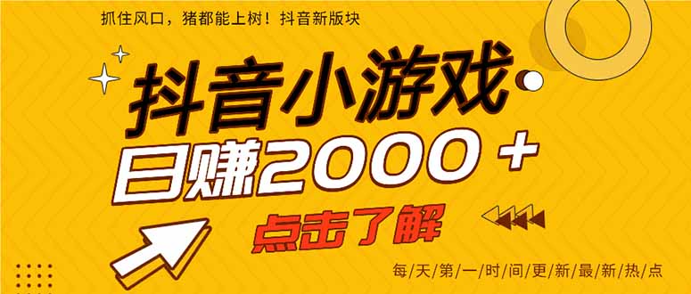 2025年爆火的抖音小游戏项目,一部手机日入2000+-站源网
