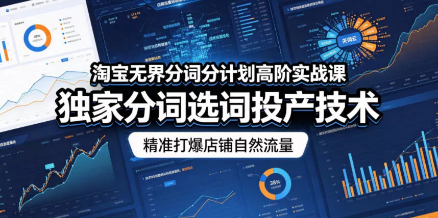 淘宝无界分词分计划高阶实战课，独家分词选词投产技术，精准打爆店铺自然流量
