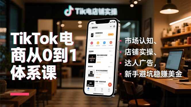 （16818期）TikTok电商从0到1体系课，市场认知、店铺实操、达人广告，新手避坑稳赚美金-站源网