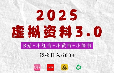 2025年B站+小红书+小黄书+小绿书组合新玩法，虚拟资料3.0打法，轻松日入多张-站源网