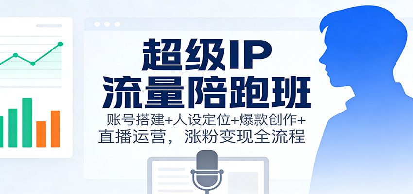 超级IP流量陪跑班：账号搭建+人设定位+爆款创作+直播运营，涨粉变现全流程-站源网