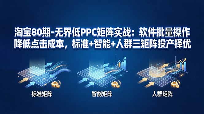 淘宝80期-无界低PPC矩阵实战:软件批量操作降低点击成本,标准+智能+人群三矩阵投产择优 淘宝80期-无界低PPC矩阵实战:软件批量操作降低点击成本,标准+智能+人群三矩阵投产择优