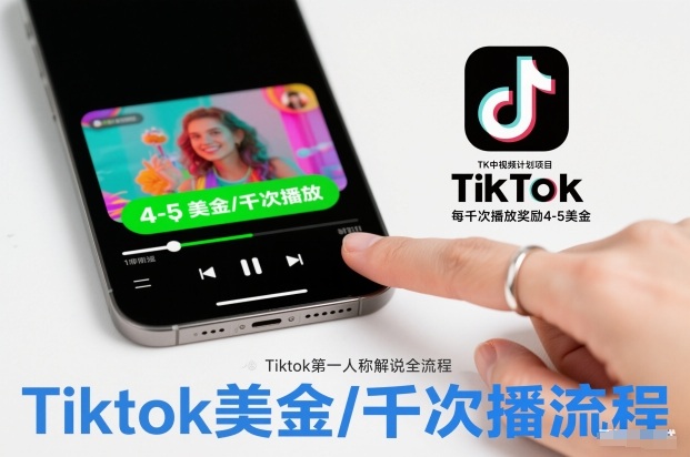 TK中视频计划项目,Tiktok第一人称解说流程,每干次播放奖励4-5美金-站源网