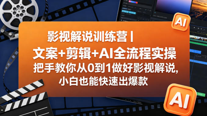 影视解说训练营|文案+剪辑+AI全流程实操,把手教你从0到1做好影视解说,小白也能快速出爆款 影视解说训练营|文案+剪辑+AI全流程实操,把手教你从0到1做好影视解说,小白也能快速出爆款
