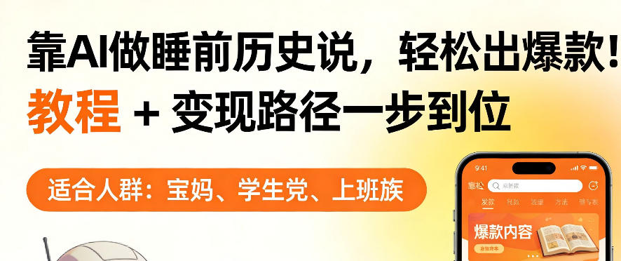 靠AI做睡前历史解说,轻松出爆款!教程+变现路径一步到位,单个视频收益1K+【揭秘】 靠AI做睡前历史解说,轻松出爆款!教程+变现路径一步到位,单个视频收益1K+【揭秘】